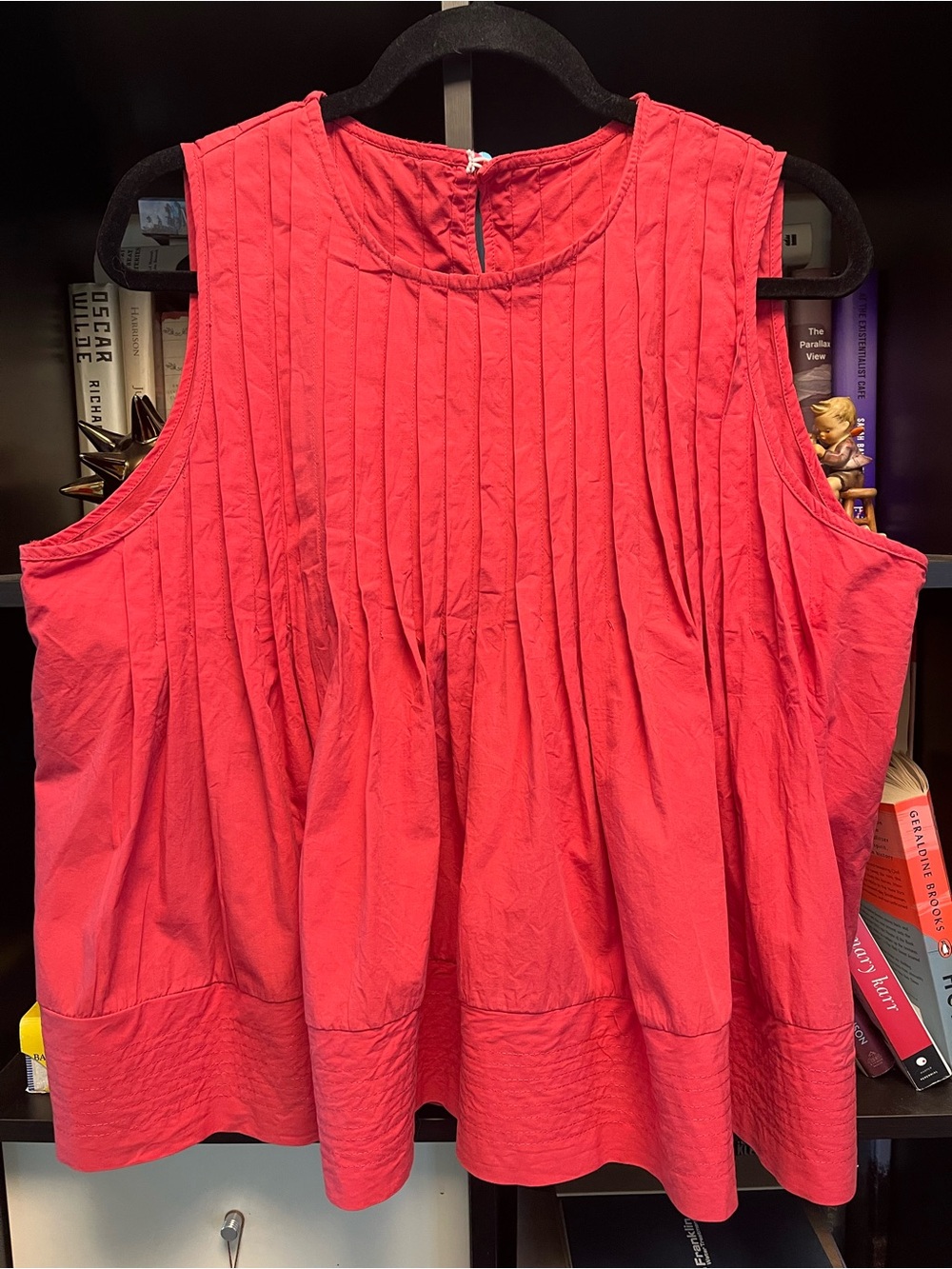 Sleeveless Pleated Women’s Top in Bright Coral Pink
